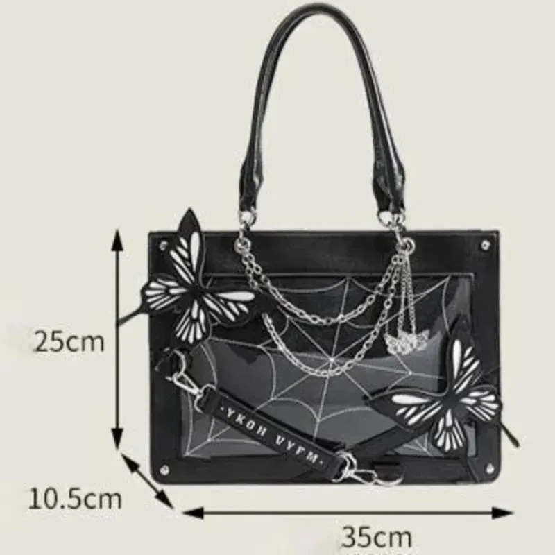 TAVIMART  -  Y2K Labyrinth Butterfly Spider Web Chain Handbags Fashion DIY Transparent Ita Bag Girl Lolita Gothic Tote Vintage Shoulder Bag