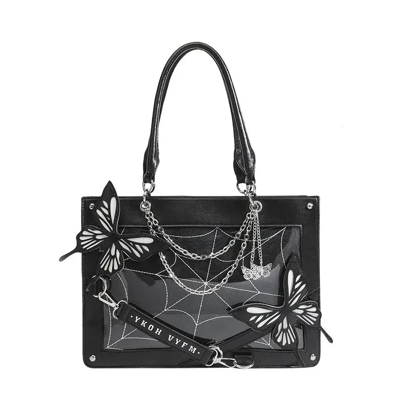 TAVIMART  -  Y2K Labyrinth Butterfly Spider Web Chain Handbags Fashion DIY Transparent Ita Bag Girl Lolita Gothic Tote Vintage Shoulder Bag