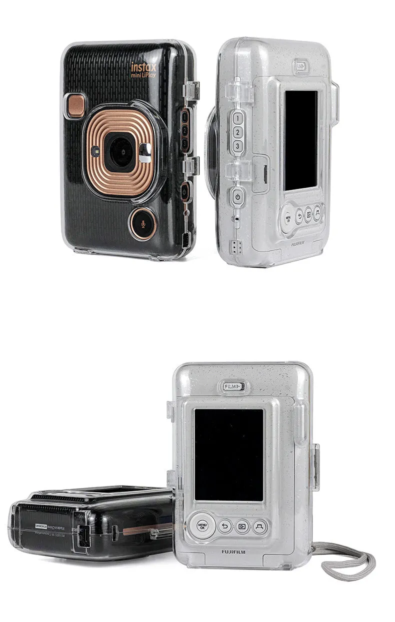 Transparent Case Crystal Protective Case PC Shell for Fujifilm Instax Mini Liplay Crystal Case with Rope Fitted Shell