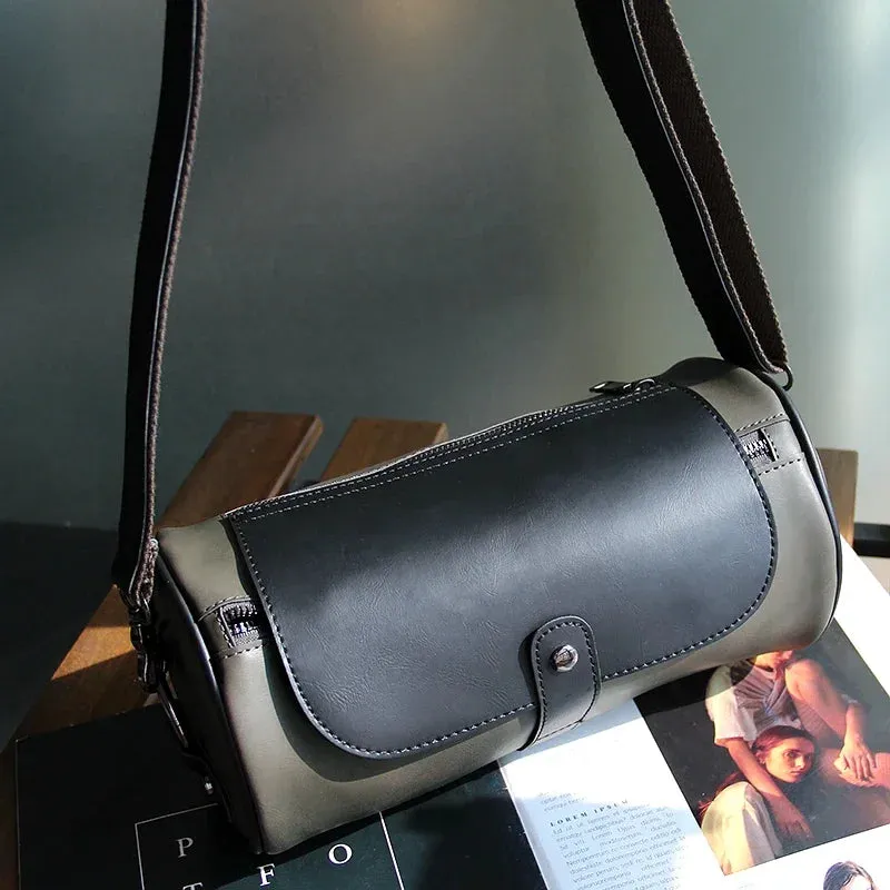 Xiao.p Fashion Crazy Horse Pu Leather  Men's Single Shoulder Bag Small Messenger Bag Retro Brown Cross-body Shoulder Bag New