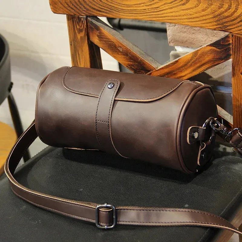 Xiao.p Fashion Crazy Horse Pu Leather  Men's Single Shoulder Bag Small Messenger Bag Retro Brown Cross-body Shoulder Bag New